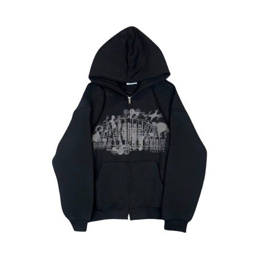 BLACK ZIP-HOODIE